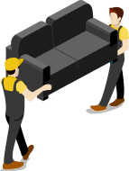 Two movers carrying a sofa